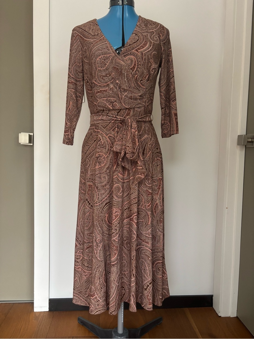 Lauren Ralph Lauren Paisley Surplice Jersey Midi Dress Size 2 NWT